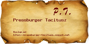 Pressburger Tacitusz névjegykártya